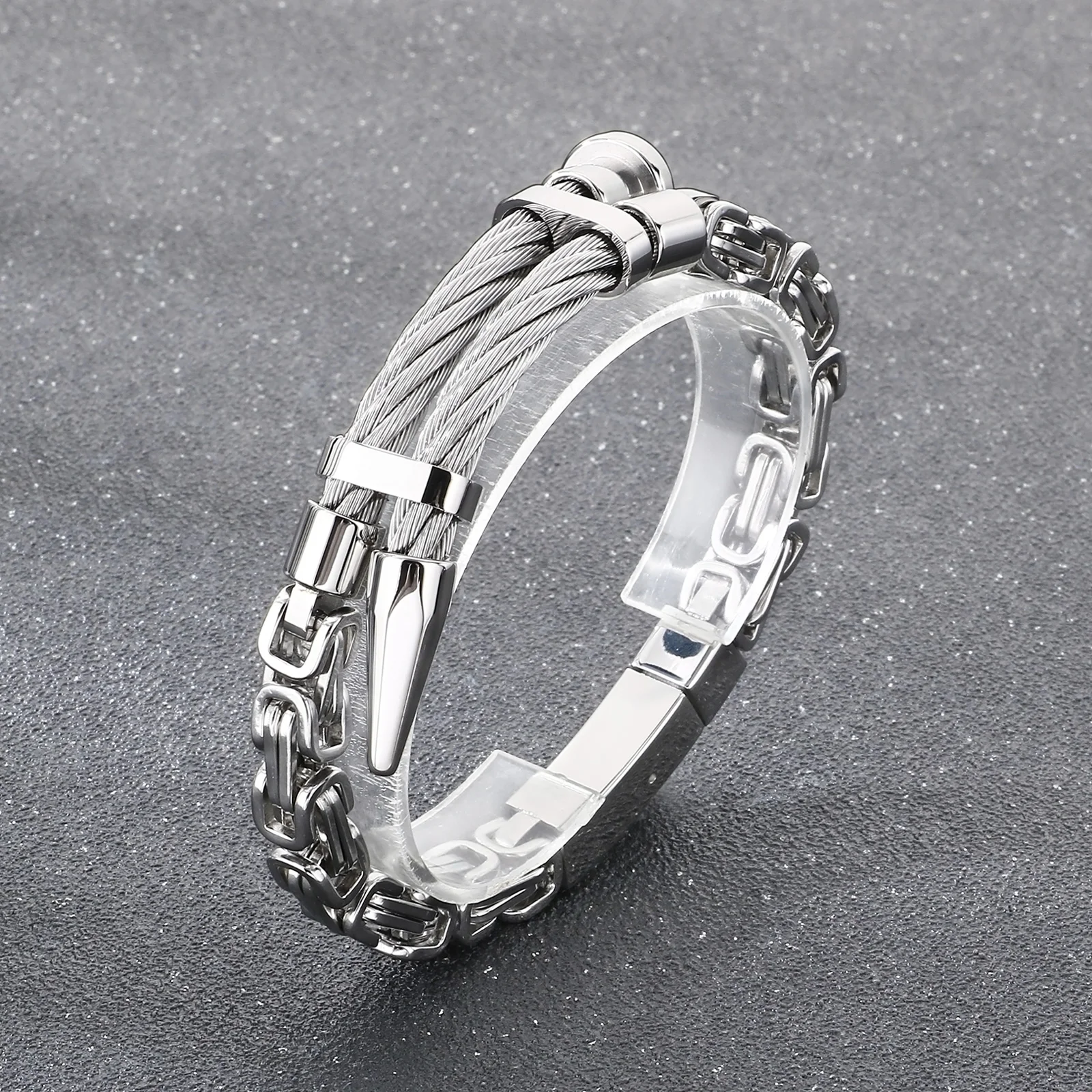 Fongten Vintage Stainless Steel Men's Nail Bracelet Entrepreneurial Splicing Emperor Chain Fashion Jewelry Party Gifts