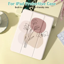 Color block flower Case For iPad Mni4/5 7.9 inch Case,For Air3，Air4/5,Pro11 Cover,with Pencil Holder,Auto Wake/Sleep Cover