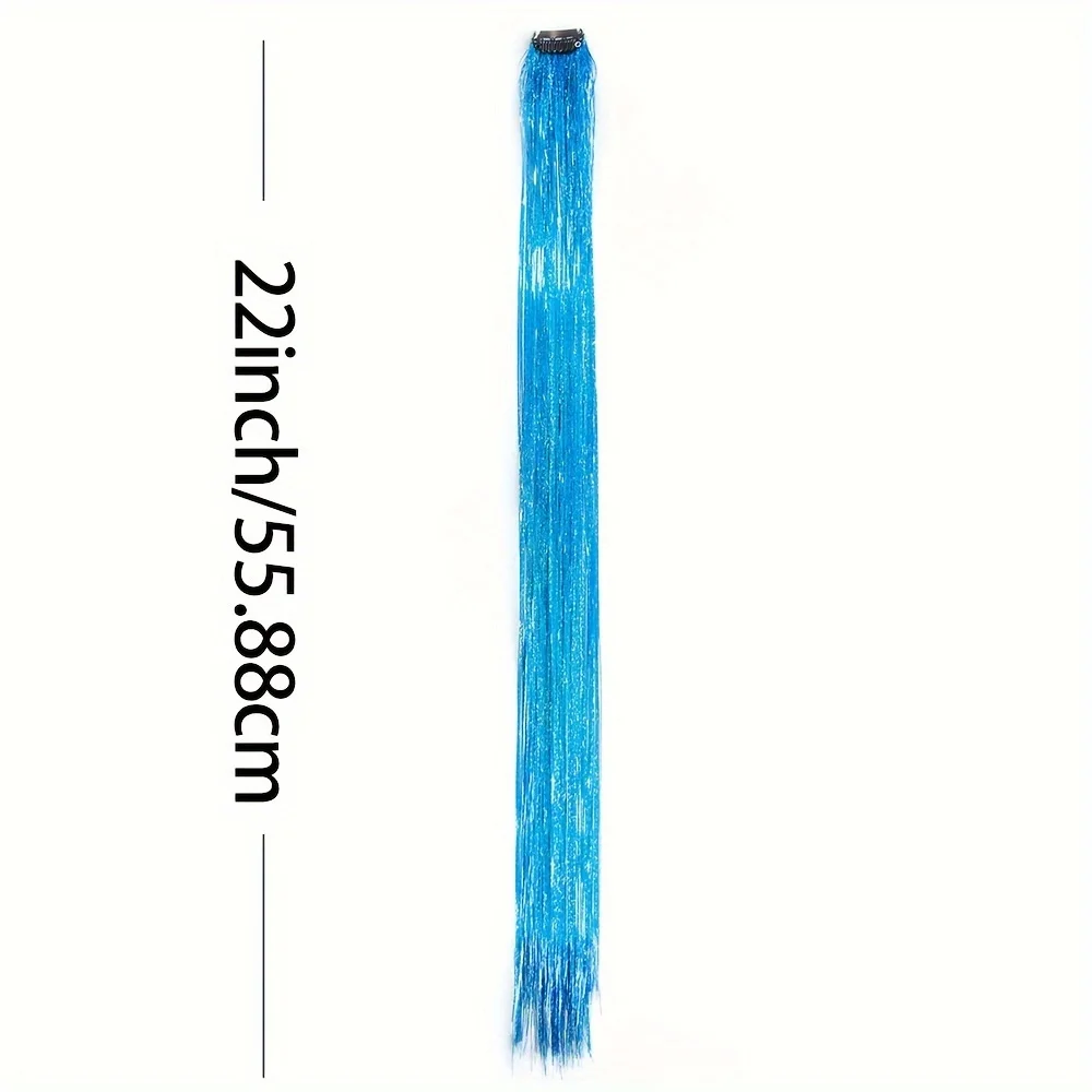 Rainbow Shining peruca longa reta extensão do cabelo para mulheres, extensões de clipe de uma peça, DIY Cosplay Party, postiços para meninas, Y2K, 1pc