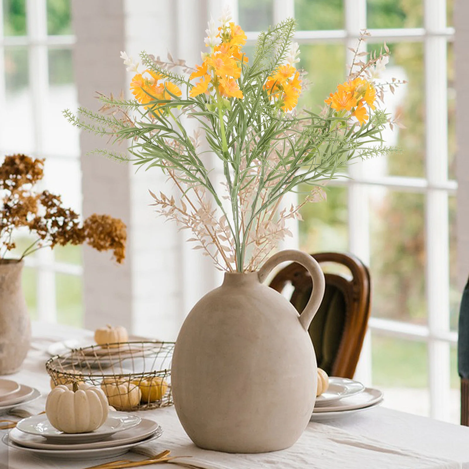 

2Pcs Artificial Simulation Bouquets Lifelike Faux Flowers for Wedding Home Decor Vase Seasonal Ornament Emulation Bouquets Adorn