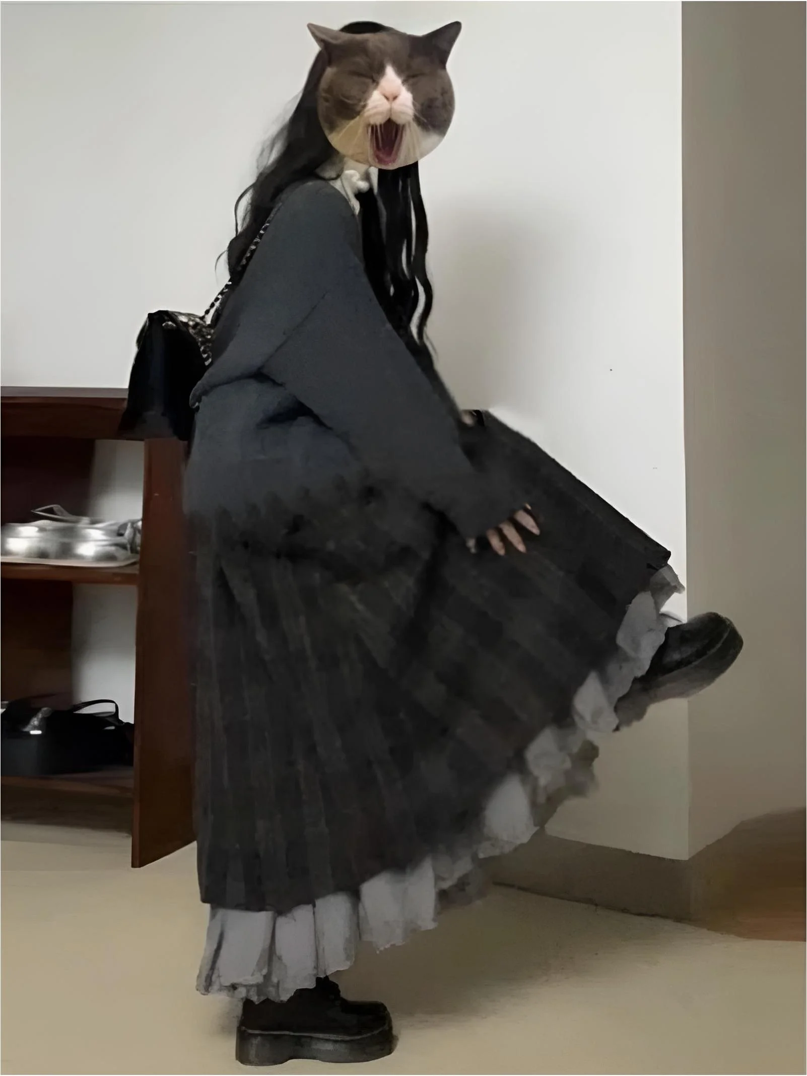 

Casual Knitted Gray Fufu Cardigan Coat Design Sense Plaid Skirt Women's Two-Piece Set Leisure Style Autumn Collection