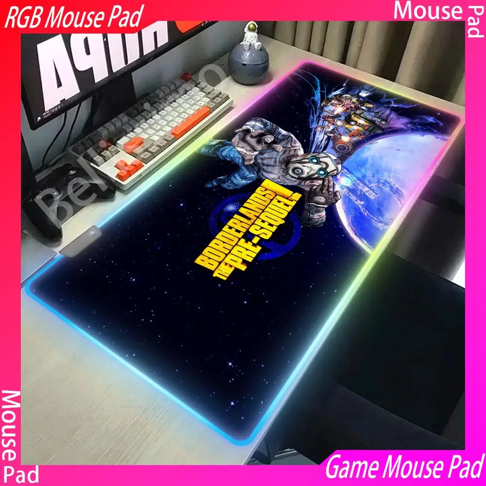 Gaming B-Borderlands RGB Mousepad LED Backlight Large Office PC Desk Mat Keyboard Big Lock Edge Mouse Pad Laptop Cushion Bedroom