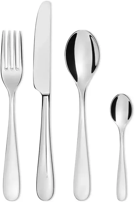 P.Cutlery Nuovo Milano 24 Piece Cutlery Set, Silver