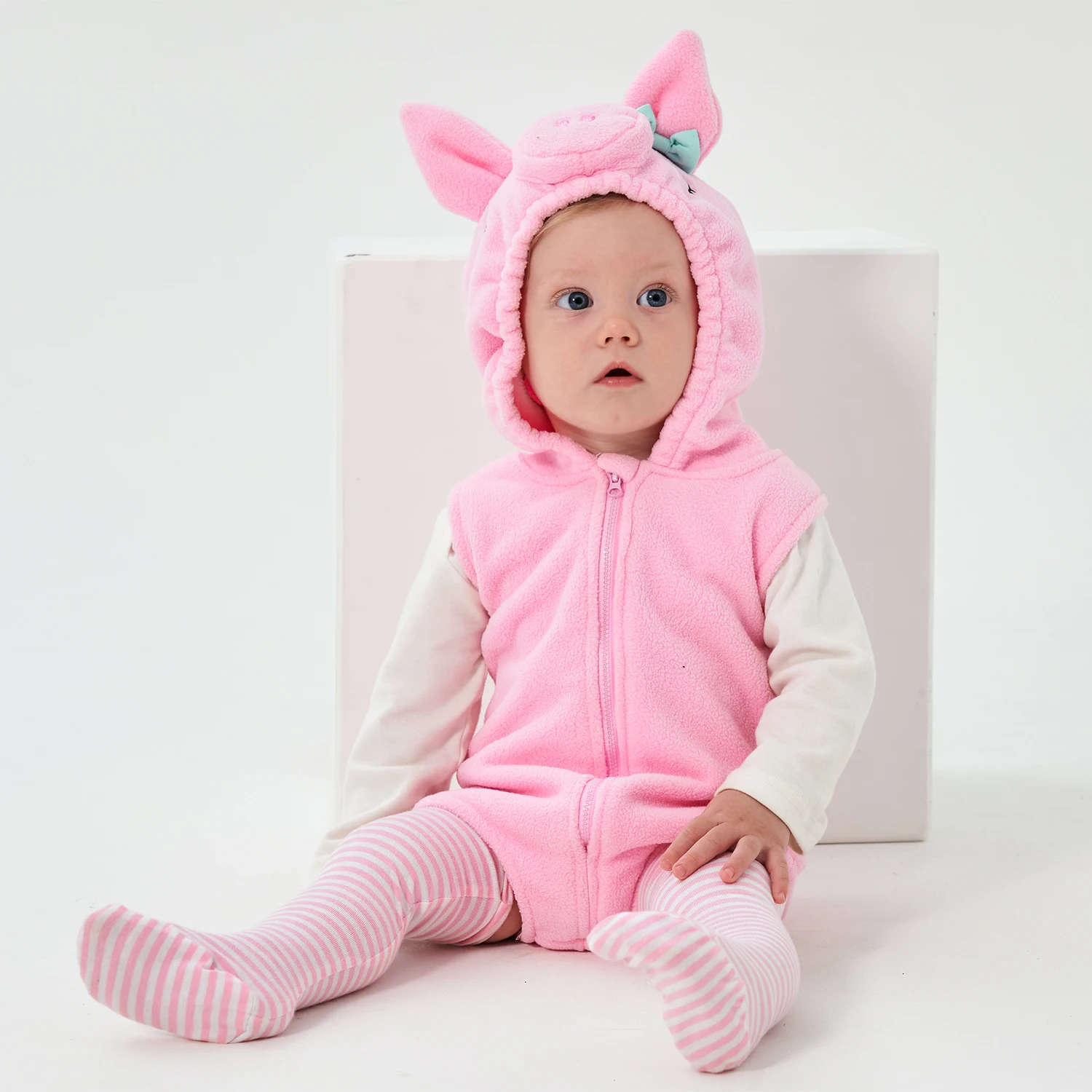 Umorden Infant Baby Girls Pink Pig Costume Hoodie Romper Bodysuit Leggings Set Outfit Sleeveless Halloween Purim 0-18M