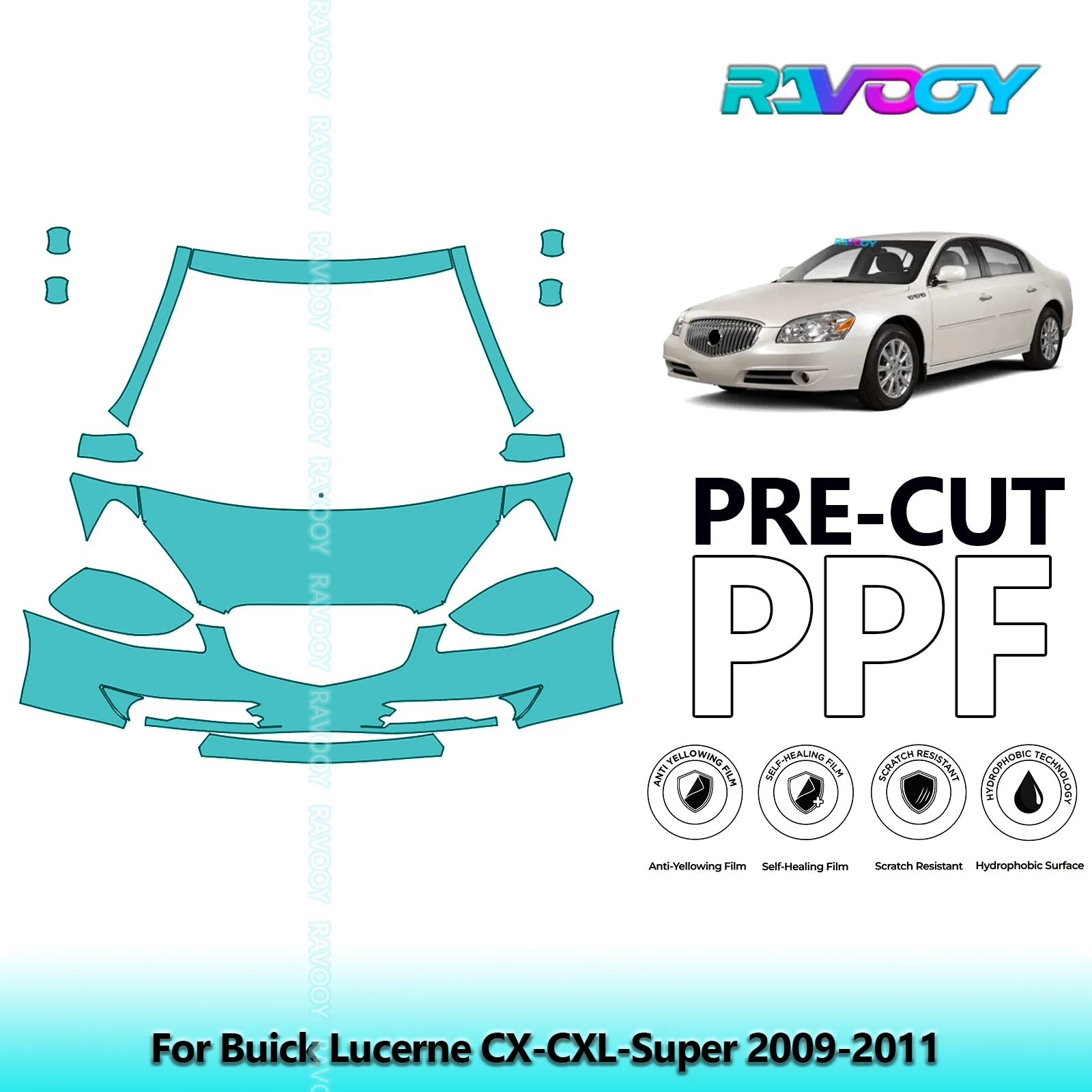 Paint Protection Film Matte - For Buick Lucerne CX-CXL-Super 2009-2011 Partial