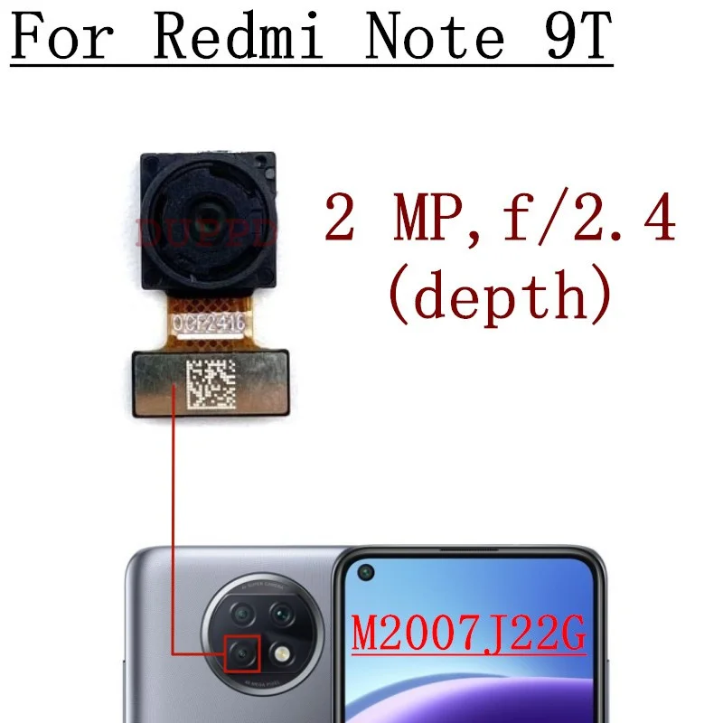 Front Rear Camera For Xiaomi Redmi Note 9T M2007J22G, J22 Frontal Selfie Back Main Ultrawide Macro Depth Camera Module