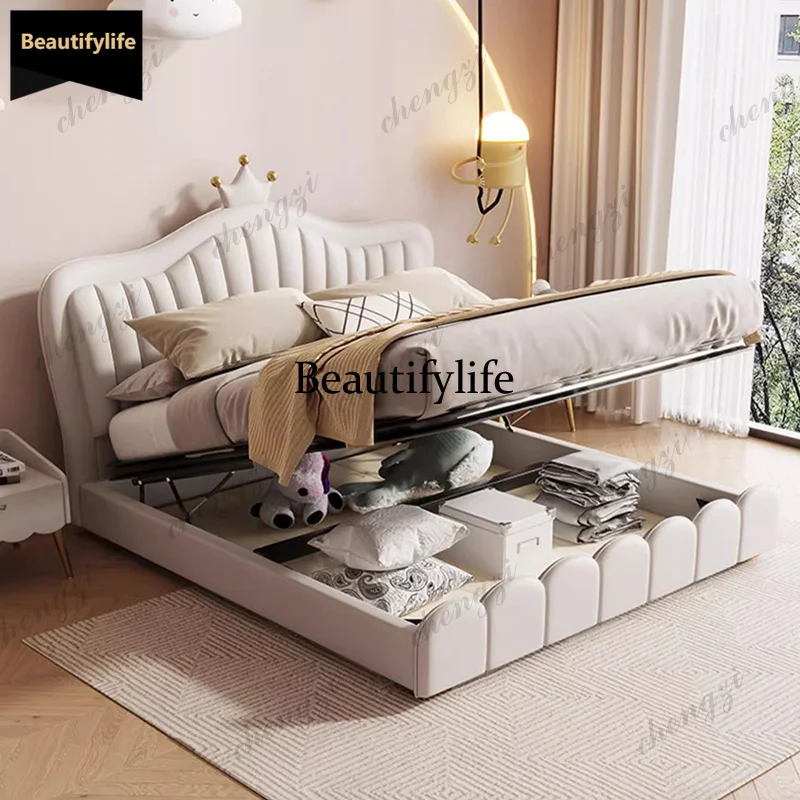 Q181  Princess Sleeping Bed Bedroom Frame Children Loft Modern Sofa Massage Bed Double Leather Letto Matrimoniale Trendy