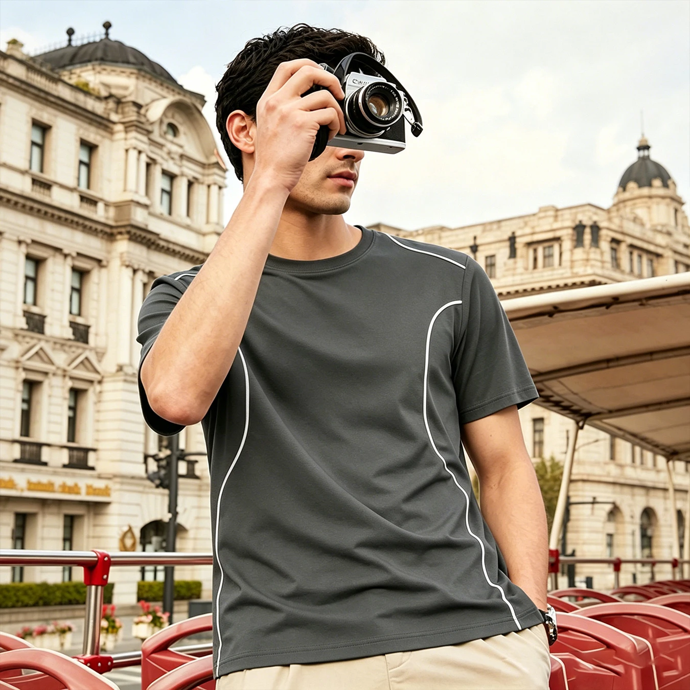 T-shirt de sport d'été à séchage rapide pour hommes, avec rayures latérales, respirant, streetwear, chemises pour activités sportives