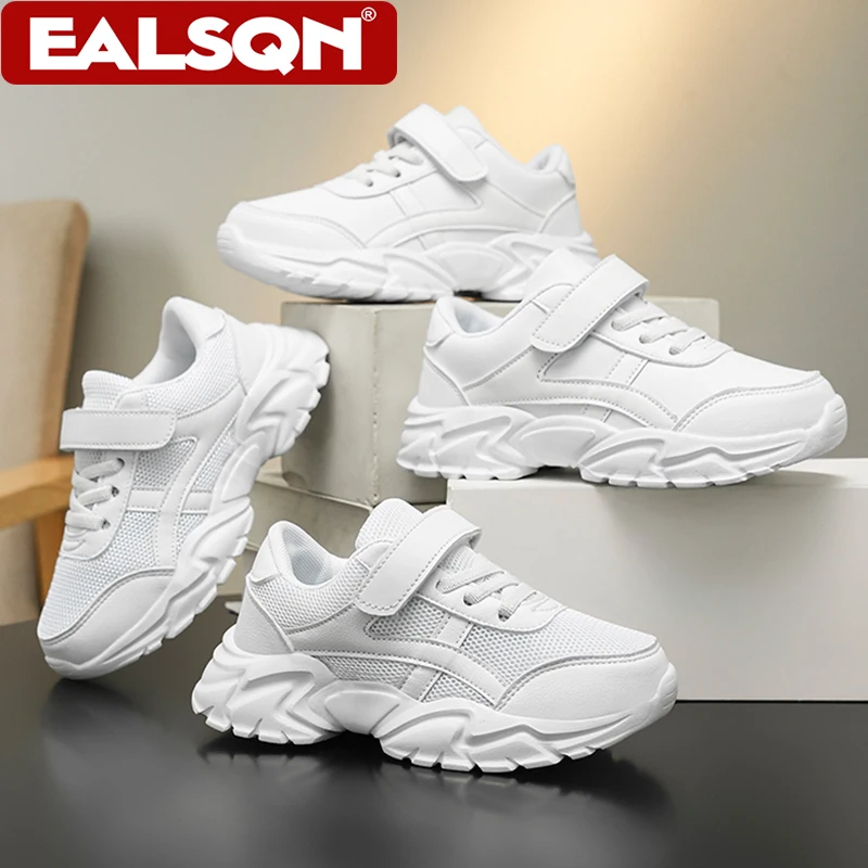 

Детская повседневная обувь, белая противоскользящая детская прогулочная обувь из искусственной кожи для мальчиков и девочек, модные спортивные кроссовки для школьного бега