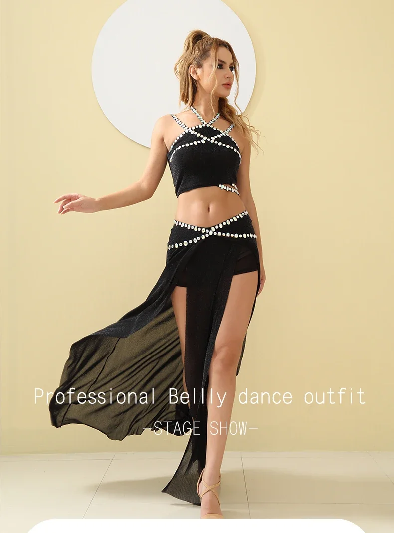 

Black Belly dance costume set for women dance clothes dance top and skirt adult Professional belly dancing belly costume 댄스복