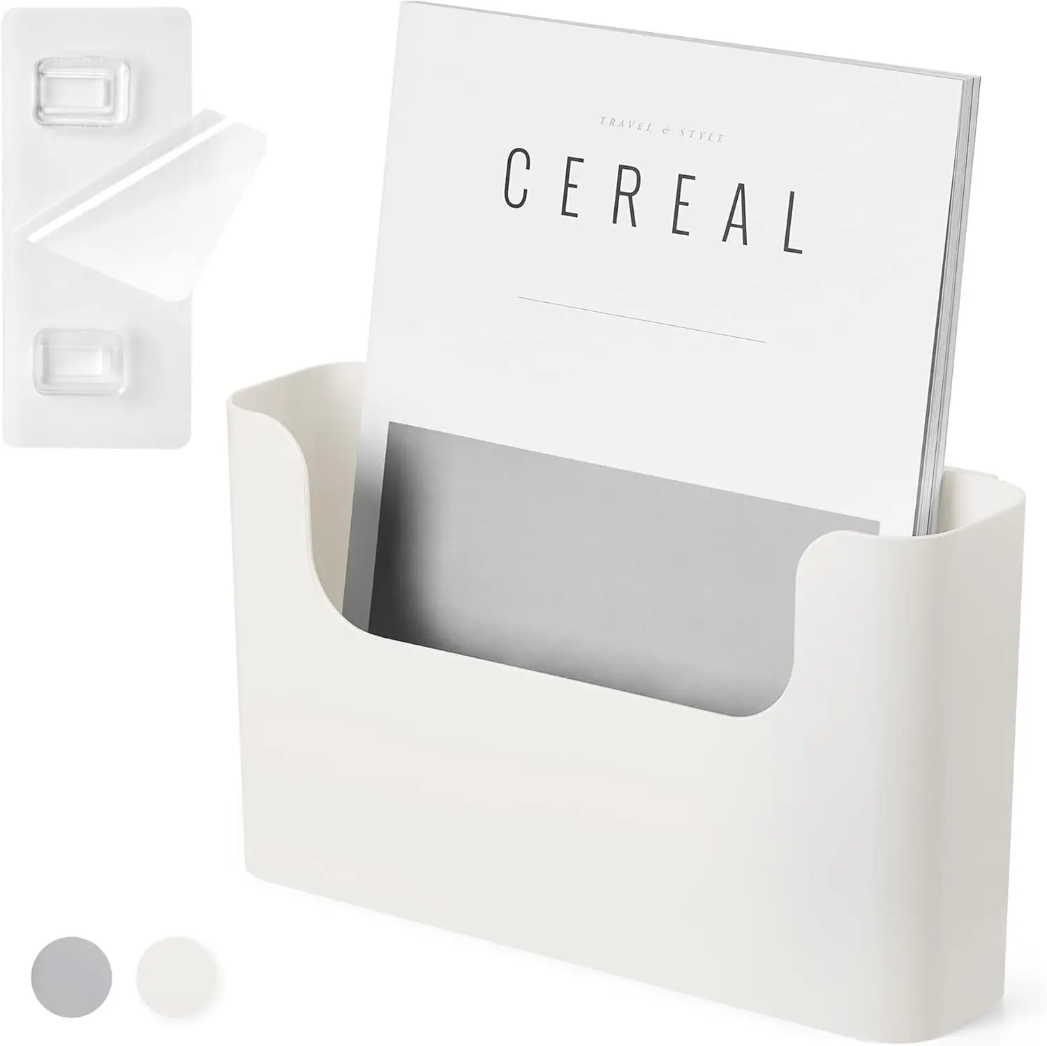 

No Drill Adhesive Wall File Organizer, Single Pocket for Magazines & Mails, White