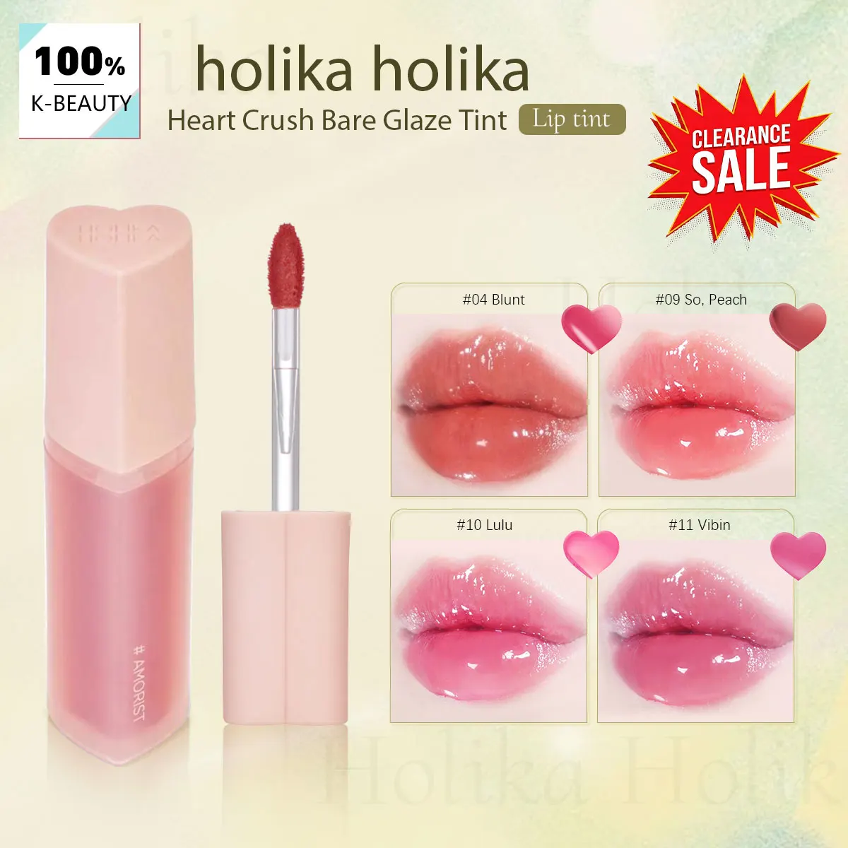 [Oferta de Liquidación] HOLIKA HOLIKA Heart Crush Bare Glaze Tint MEJORADO, Textura Bare Glaze, Cosmético Coreano, K-Beauty, Maquillaje Coreano