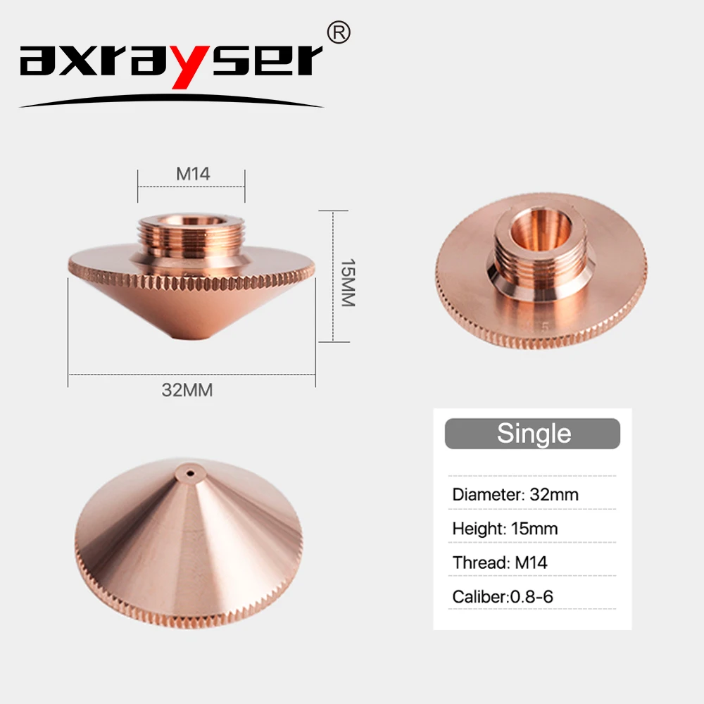 1/5/10 Stück Raytools Laserdüse für Faserschneidemaschine, Durchmesser 32 mm, M14-Kaliber 0,8–6,0 mm, Einzel- und Doppelschicht-Laserdüsen – Detail 2