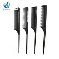 Peine de carbono de peluquería para corte de pelo, peine de cola de rata blanca antiestático, herramientas profesionales de estilismo para el cabello, 1 ud.