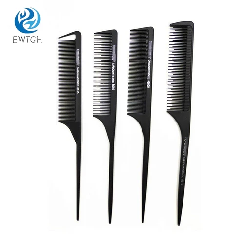 Peine de carbono de peluquería para corte de pelo, peine de cola de rata blanca antiestático, herramientas profesionales de estilismo para el cabello, 1 ud.