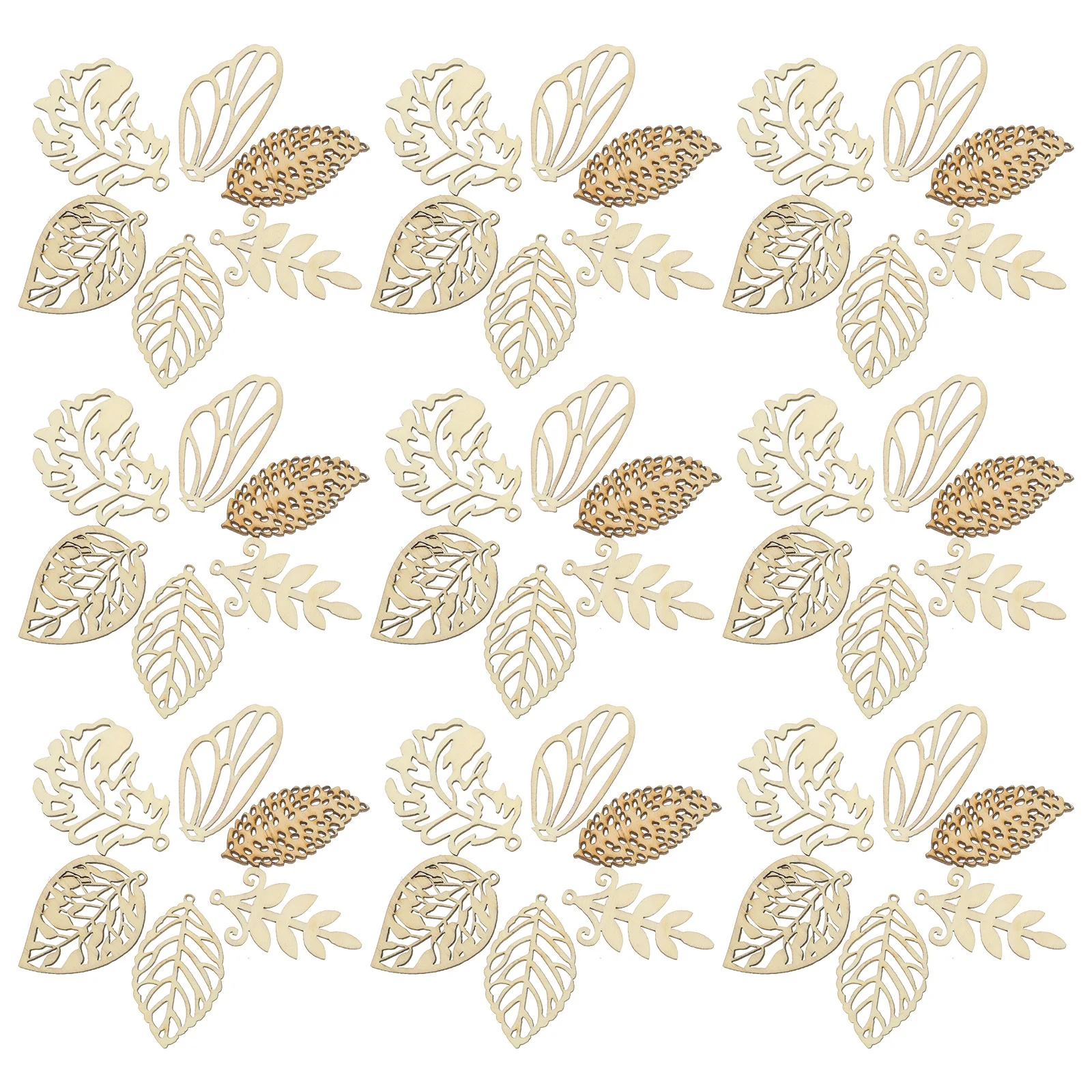 

100Pcs Wooden Leaf Shapes Hollow Cutout Smooth Surface DIY Craft Pieces for Christmas Valentine Wedding Birthday Party Decor