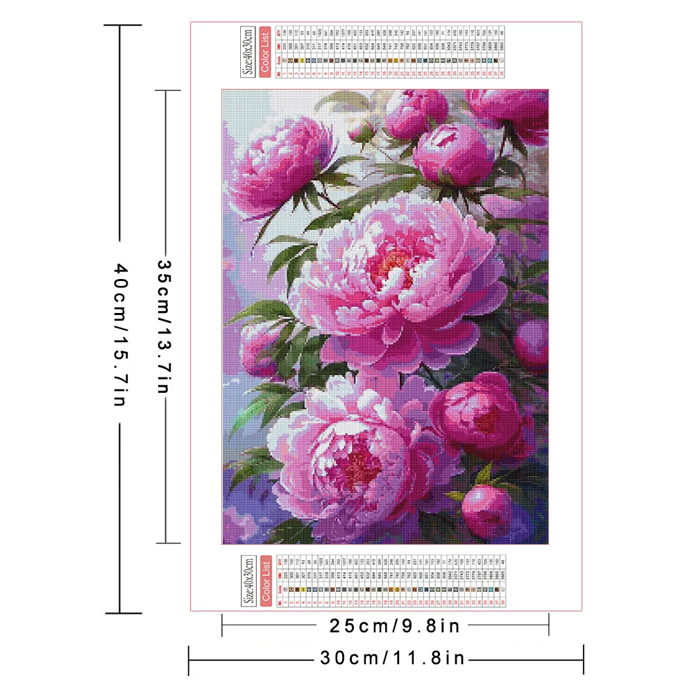 AZQSD Diamond Painting Kits Rose Flower Cross Stitch 30x40cm Diamond Embroidery Peony Floral Home Decor Rhinestones Diy Gift