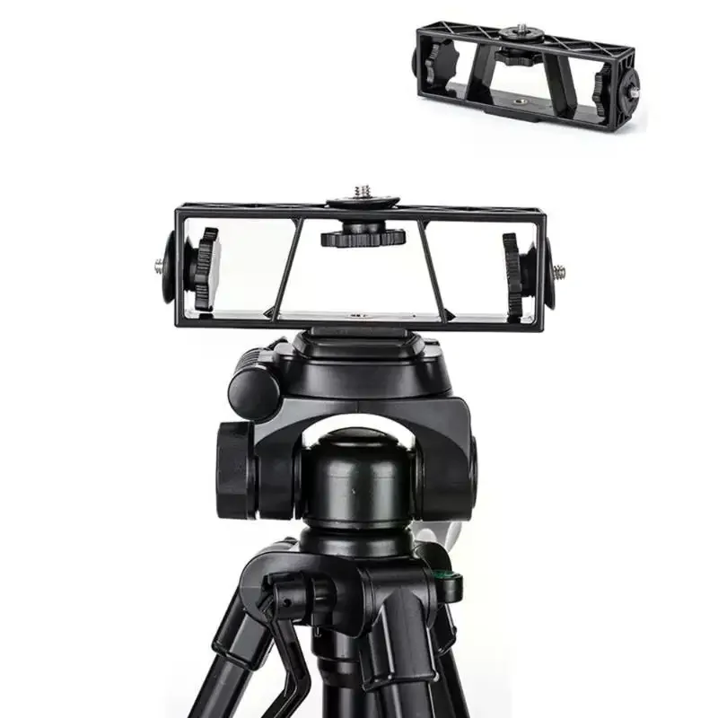 Three-Camera Phone Holder Mount Non-slip Base Adjustable Stabilizer for Live Streaming Online Workshop Video Shoot