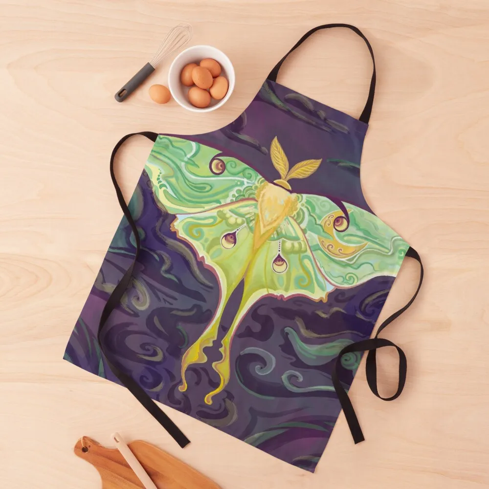 

Luna Moth Apron Women's Dresses bib Home Supplies Chef Uniform Apron