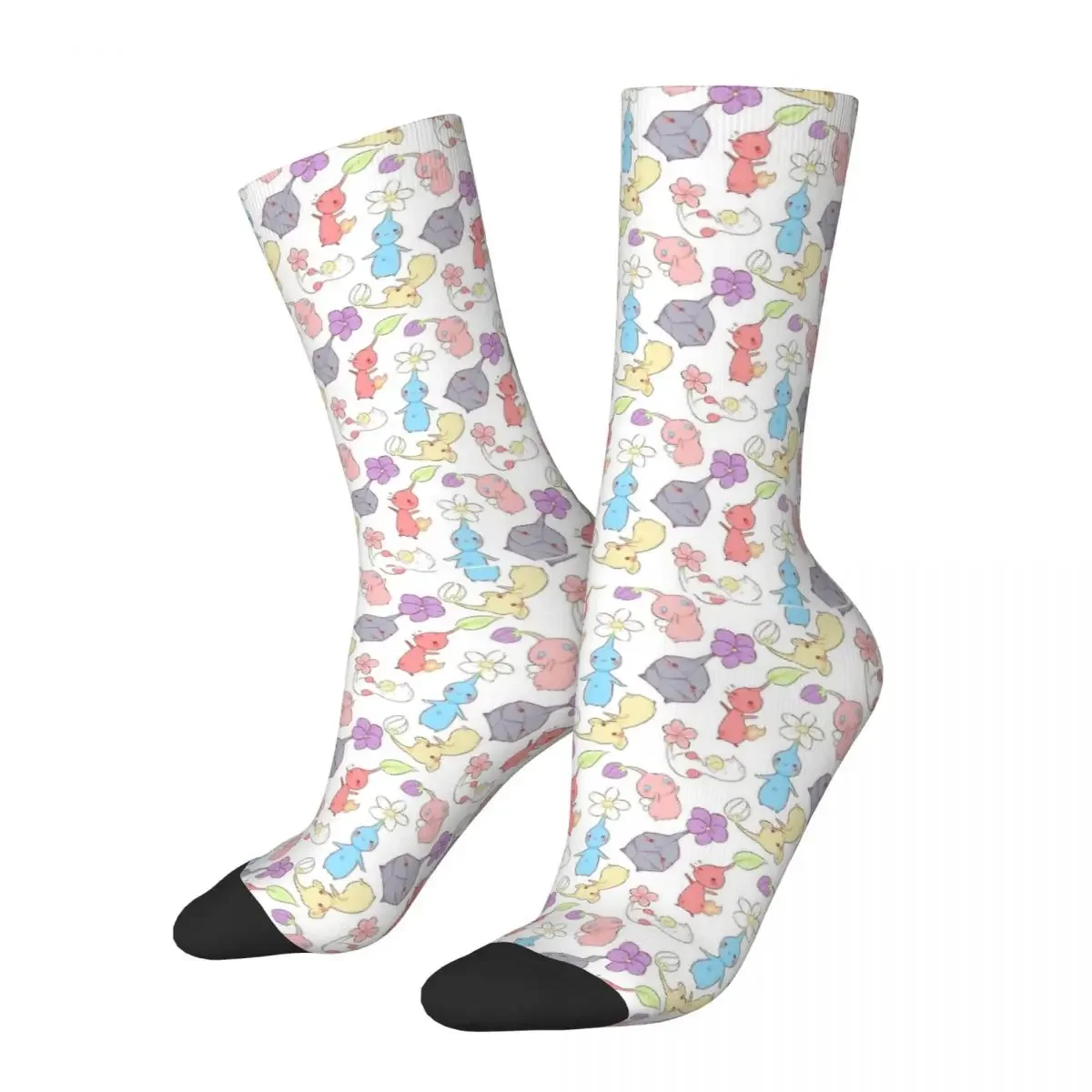 Calcetines deportivos absorbentes de sudor para hombre y mujer, medias con patrón de juego de Pikmin, moda de otoño e invierno