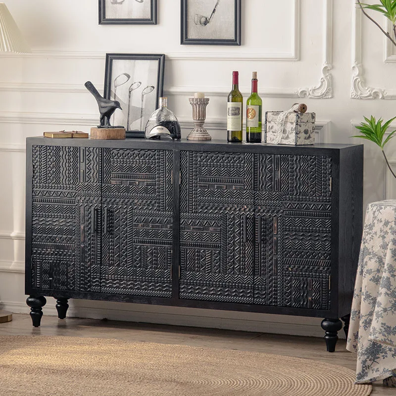 

Shelf Drawer Cabinet Storage Box American Vintage Large Capacity Kitchen Storage Locker Wood Living Room Door Home Furniture
