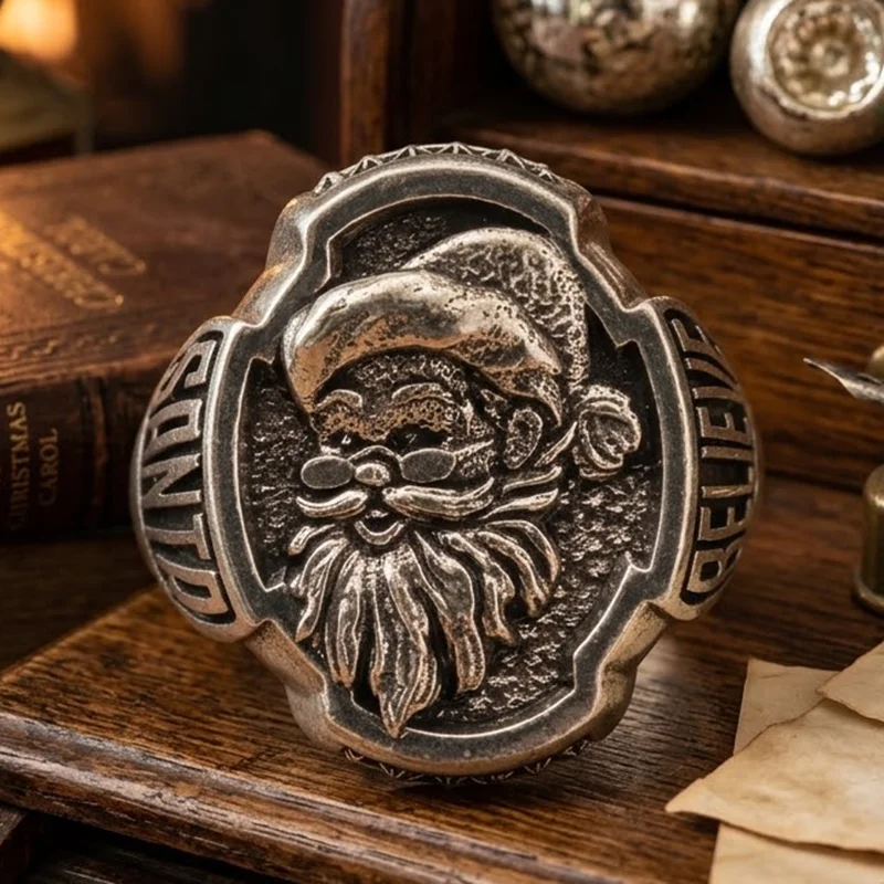 Buy 3 Get 1 Free The red hat and white beard curl into a smile upon the band sound of Christmas bells solidified upon the Rings