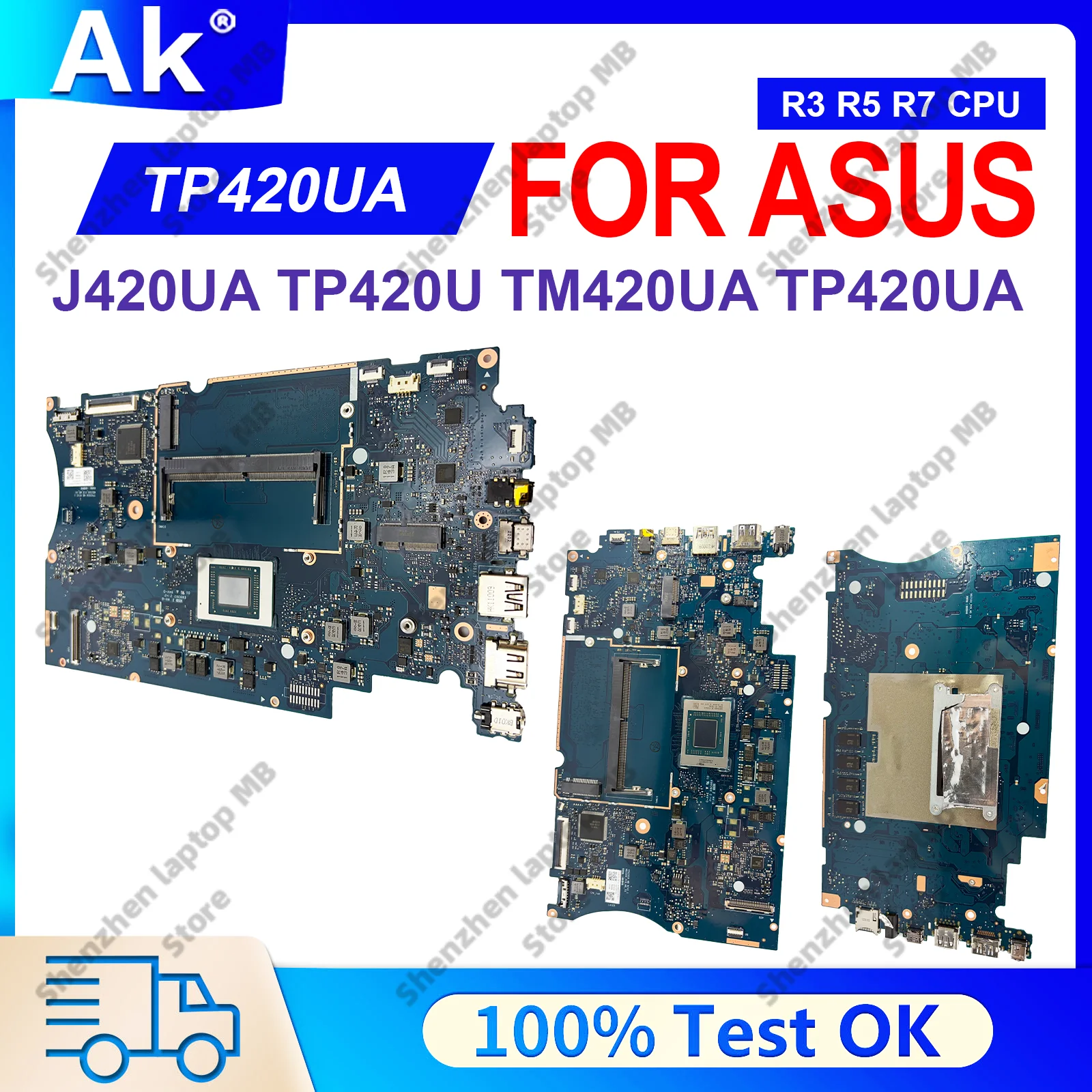 Für ASUS VivoBook Flip TM420UA J420UA TP420UA Hauptplatine mit TP420UA TP420U Laptop-Motherboard R3 R5 R7 CPU 100% getestet OK auf Lager