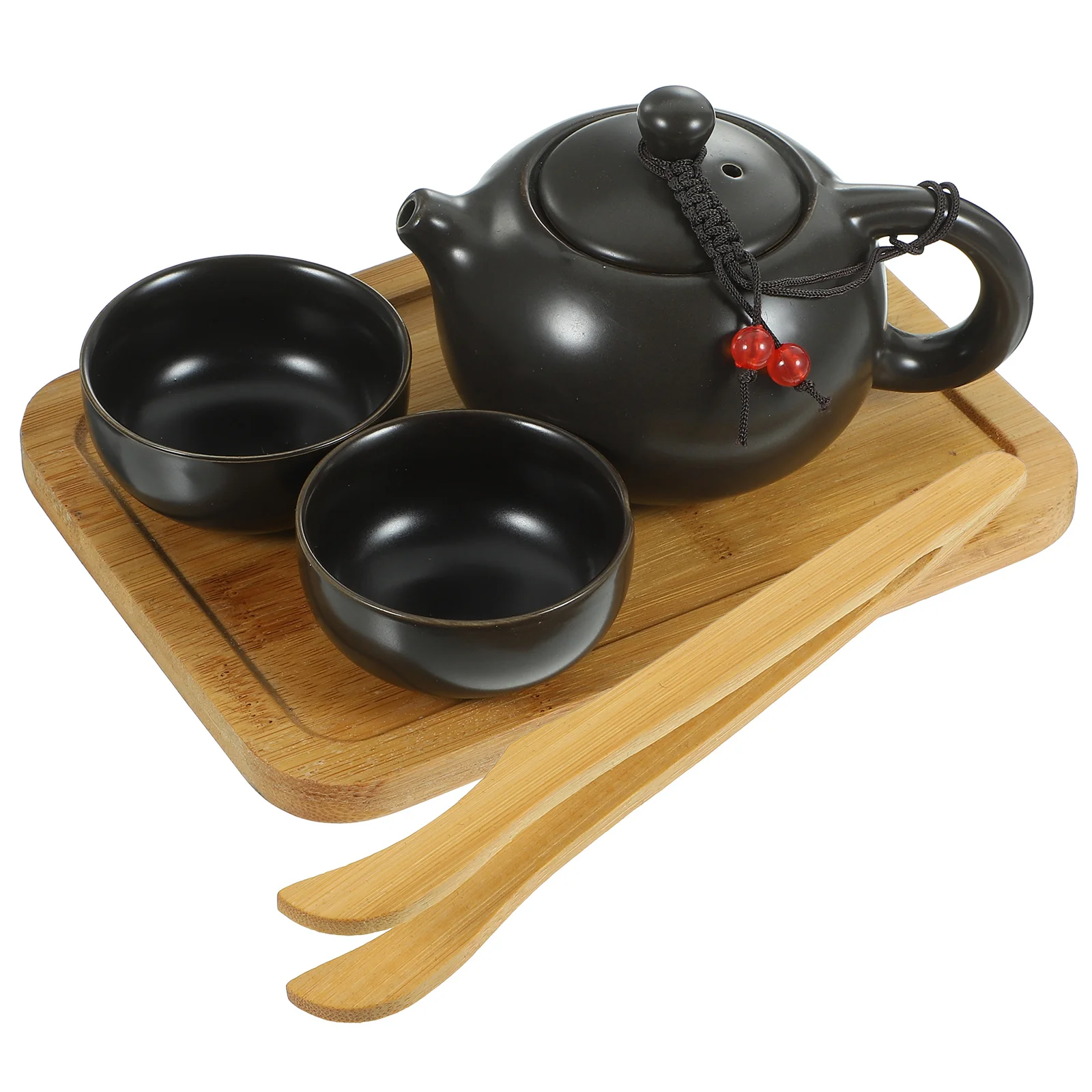 

Portable Travel Tea Set Porcelain Kung Fu Tea Ware with a Teapot & 2 Teacups & Tea Tray & Tea Cloth & Tea Tong & Travel Bag -