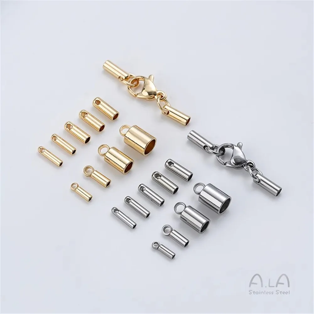 

Titanium Steel Stainless Steel Leather Rope Fringed Cap Handmade Hanging Bell DIY Wire Rope Ending Button Head Accessories