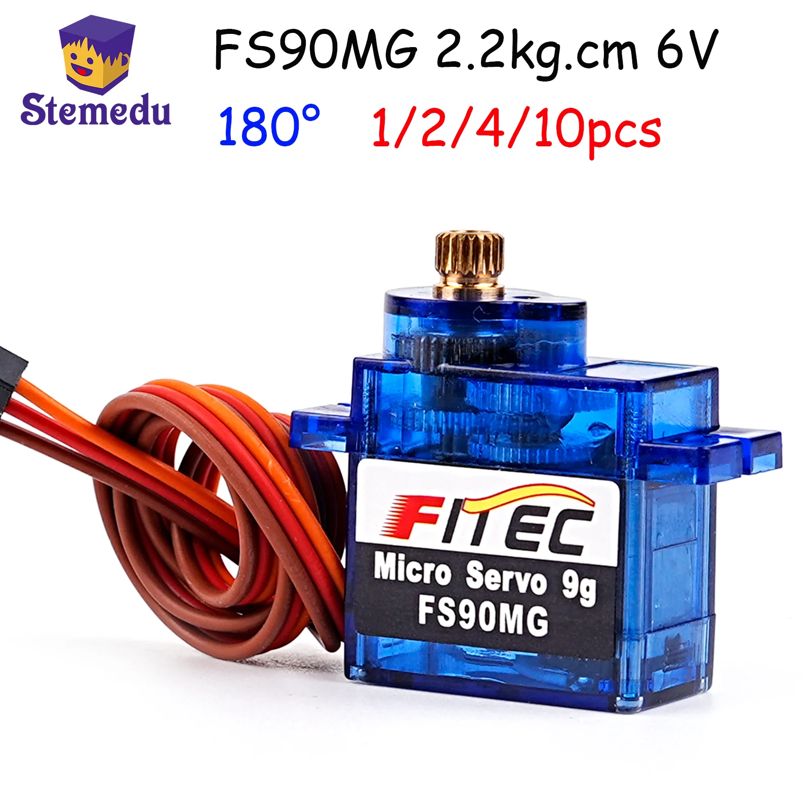 1/2/4/10PCS Feetech FS90MG 2.2KG 9g Digital Servo Metal Gear Micro Servo Motor 4.8-6V 180 Degree for 450 Helicopter Robot RC Car