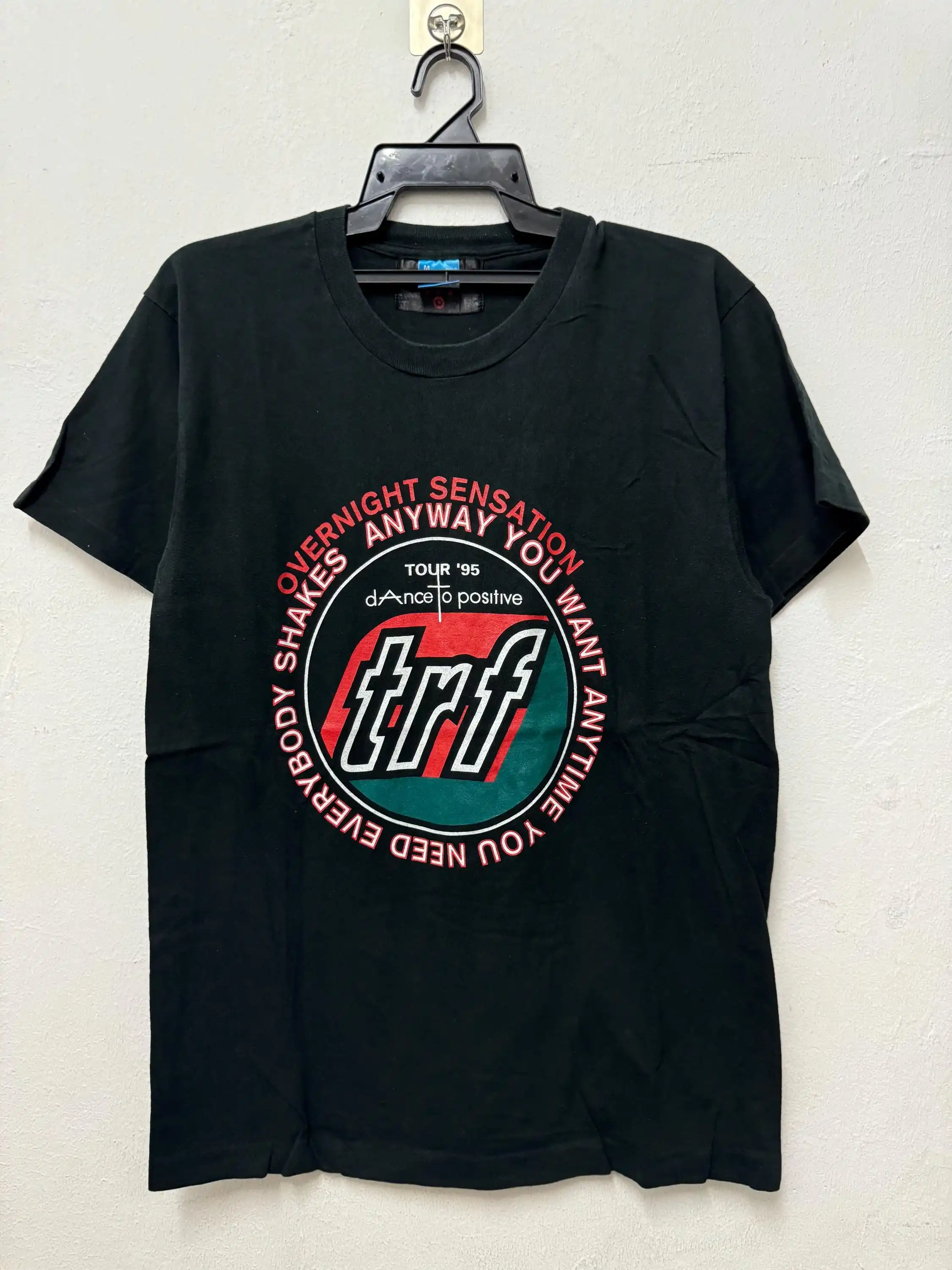 Vintage 90 s TRF Dance To Positive Techno Japan T Shirt Band Rock Size L
