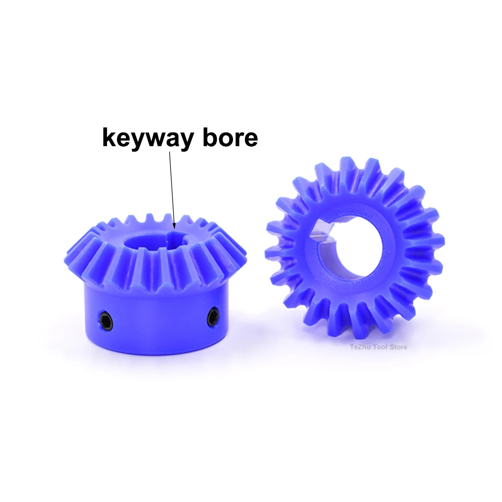 1PCS 1:1 90 Degree Bevel Gear Blue Nylon 1.5 Mod 16 Teeth 20 Teeth 25 Teeth 30 Teeth Meshing Angle Gear Bore 6mm-20mm