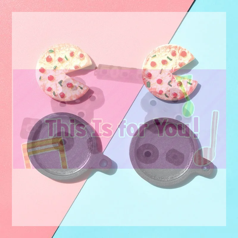 10pcs Mini Plate Pizza Fake Food Resin Miniature Figurine DIY Accessories Kawaii Cabochon Flatback Scrapbooking Decoration Craf