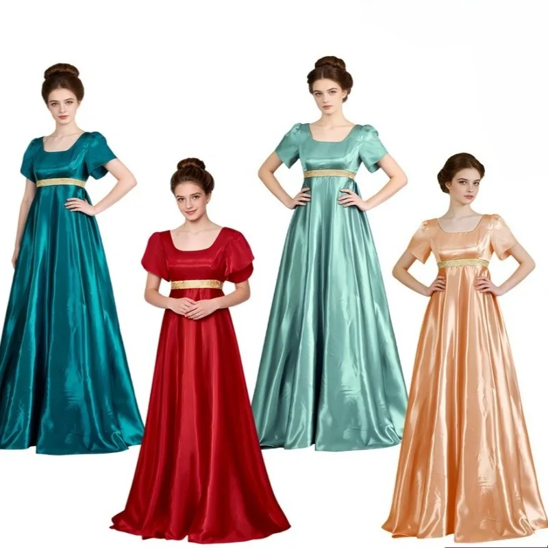 Vestido Victoriano de Cosplay, Estilo Regencia, Cintura Imperio, Mangas Abullonadas, Disfraz Medieval, Vestidos de Estilo Cortesano, Vestido de Fiesta de Cumpleaños para Mujer