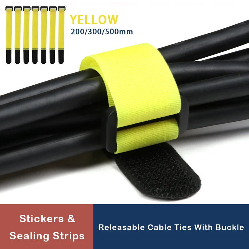 

Cable Tie Fishing Rod Non-slip Firm Reverse Buckle Yellow Fishing Tackle Rod Holder Accessories Reusable Self Adhesive Ties