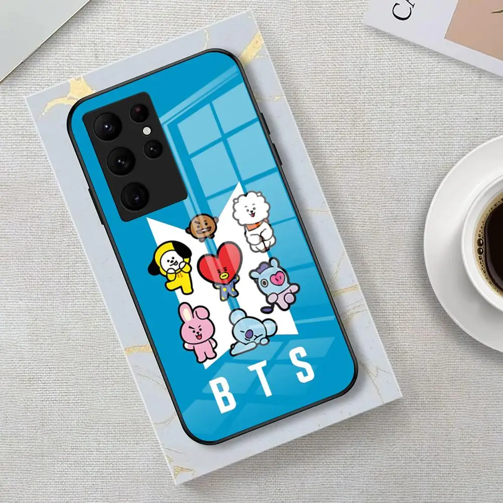 Kpop A-B-BT21-S Phone Case For Samsung S26 S25 Edge Ultra 23 22 21 20 Ultra Plus S24 Fe Glass Cover view 4