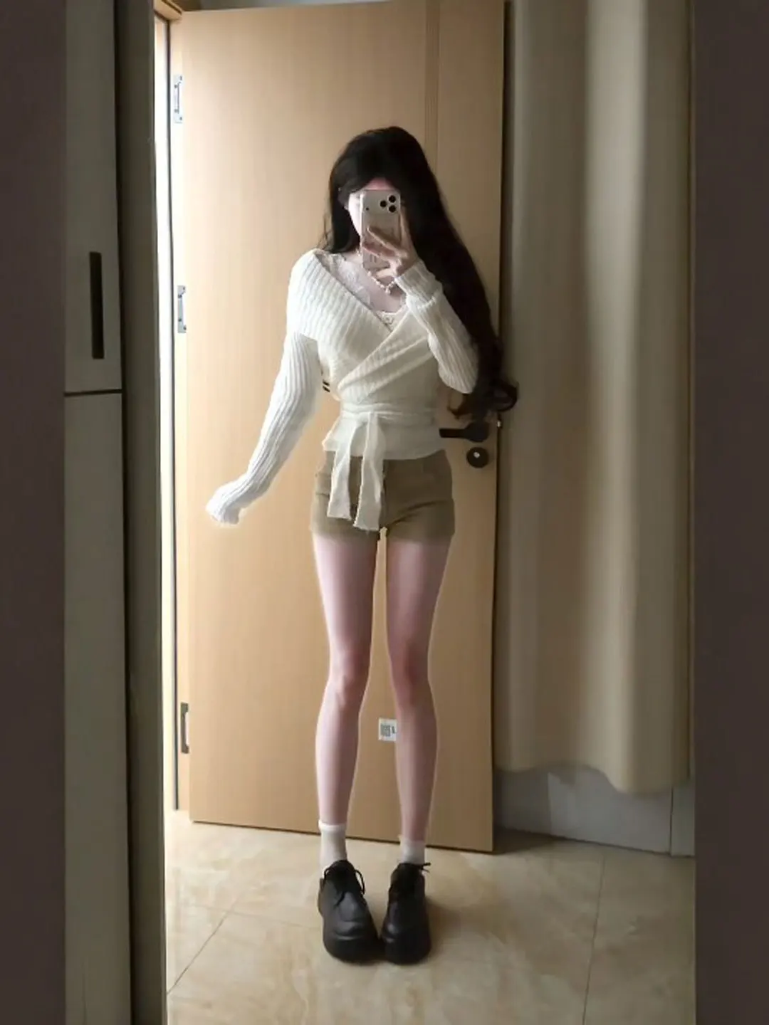 Slimming V-Neck Knitwear Waist-Cinching Gentle Style Beautiful Unique Top for Small Figures Autumn Fashion Ladies' Clothing