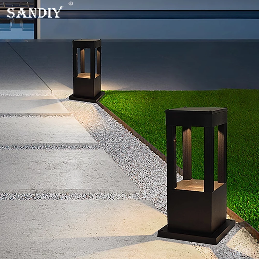 Modern Simple Fashion Pillar Lamp Pillar Head Lamp Lawn Patio Landscape Lamp Garden Villa Outdoor Chinese Floor Lamps