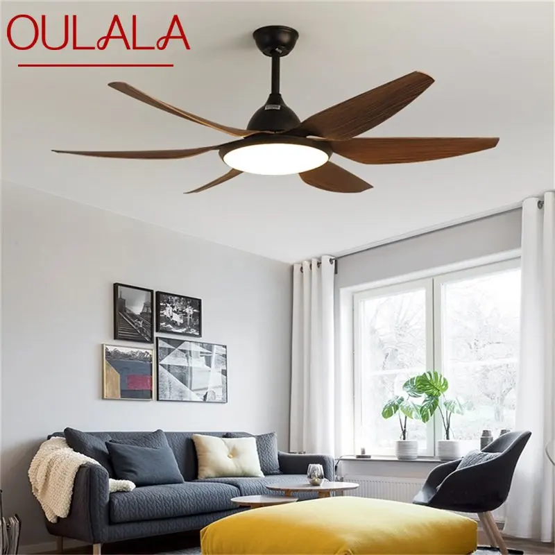 

OULALA Classical Wood 56” Ceiling Fan Light with Remote Control LED Lamp for Home Dining Living Room