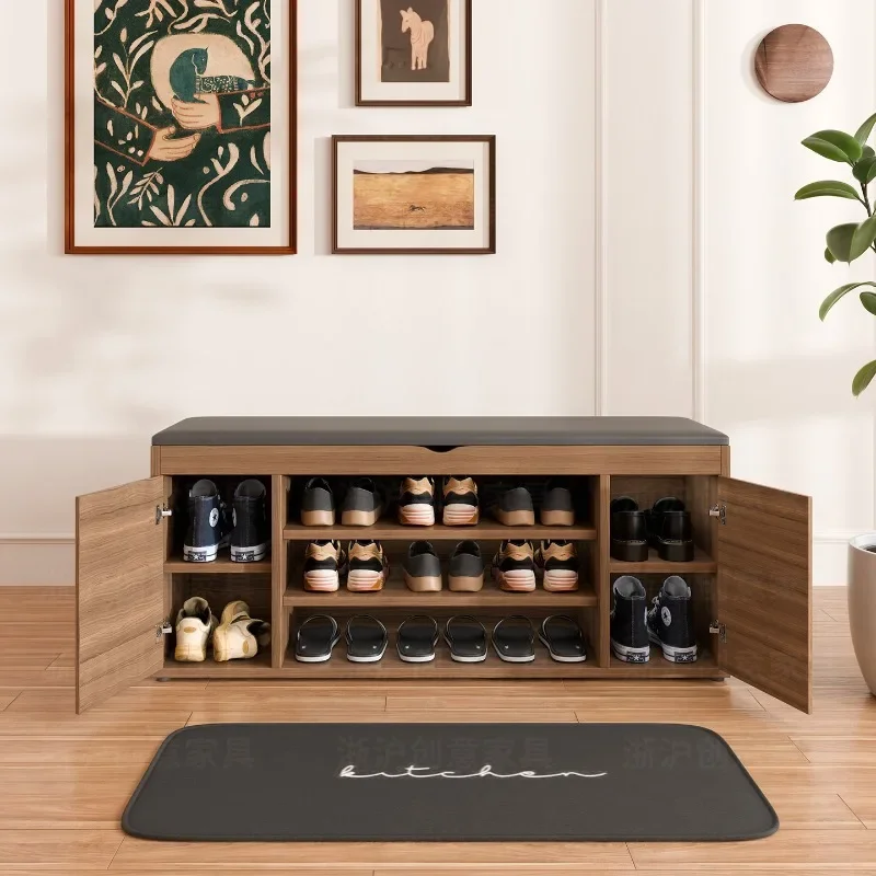 Shoe cabinet door change stool storage cabinet simple long sofa stool home shoe cabinet integrated against the wall lo