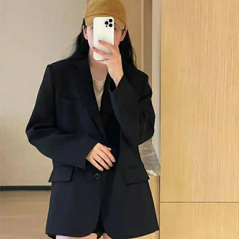 Blazers femmes Chic tempérament solide Harajuku cranté décontracté unisexe mode tout-match Ins automne bureau-look élégant nouveaux vêtements d'extérieur