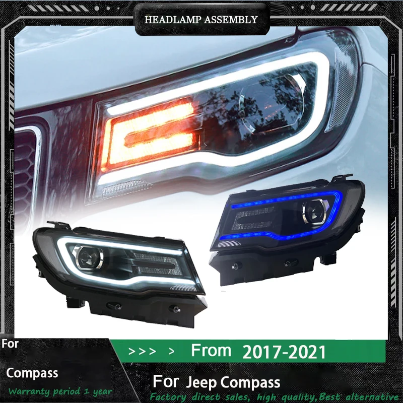 HOT Sale High Quality Upgrade to LED DRL LED Cornering Headlamp Headlight for Jeep Compass Head Lamp Head Light 2017-2021