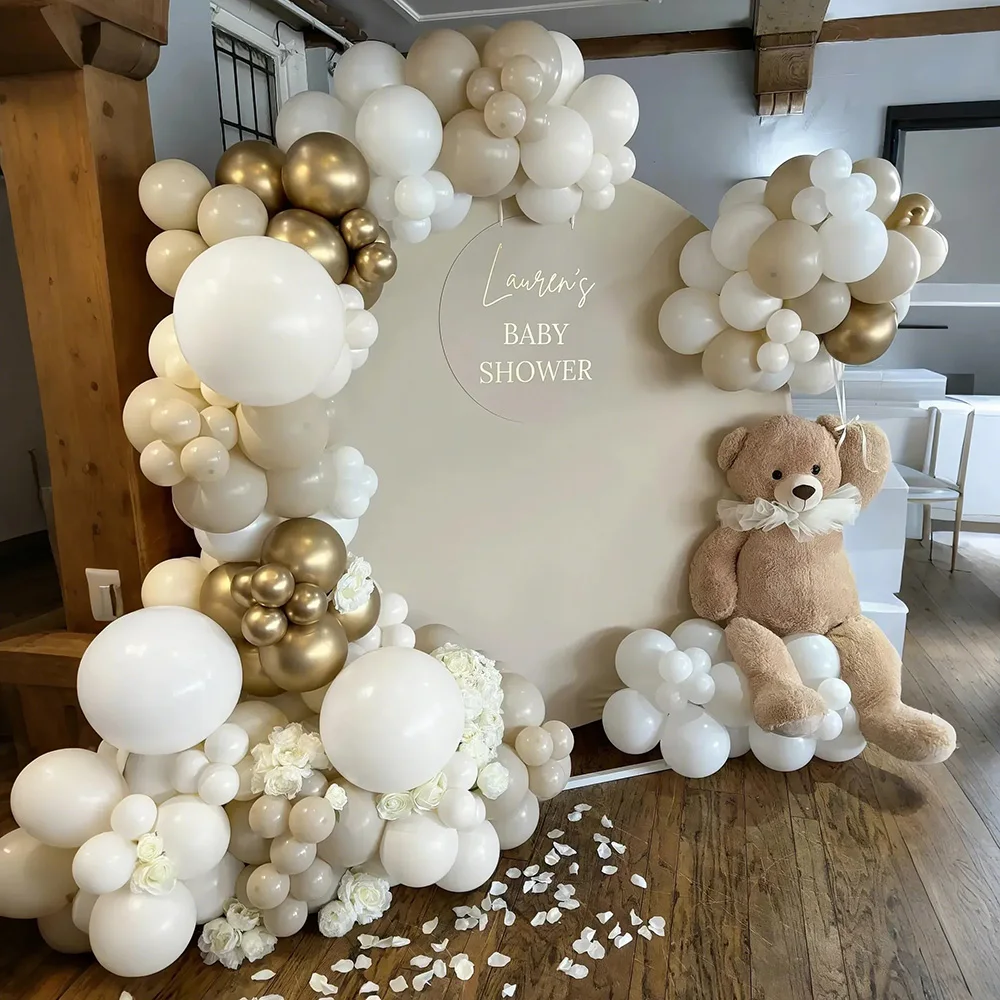 

Beige cream balloon set arch wedding beach white balloon happy birthday party metal gold balloon decoration children adult baby