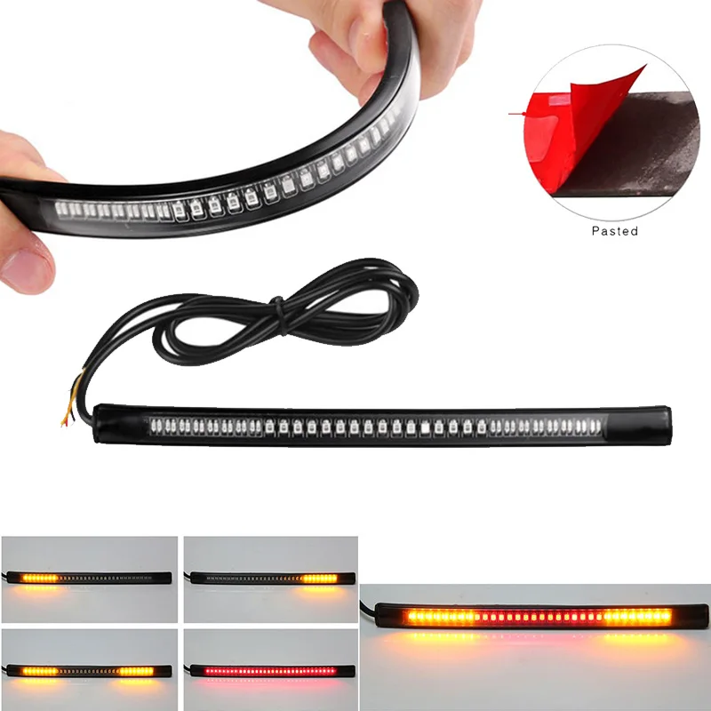1pc  LED Motorcycle Decorative Lights Strip Light 48SMD Motorbike Tail Brake Stop Turn Signal Strip Stop Light General Fashion