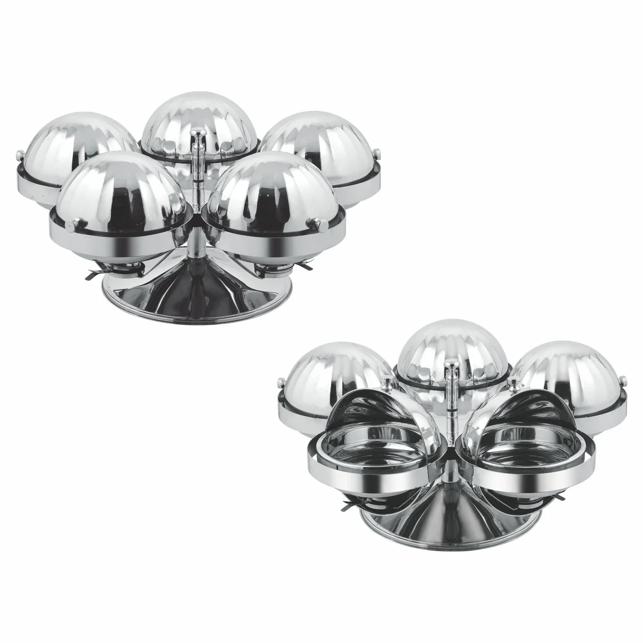 Hotel restaurant catering luxury round stainless steel, rotating hot pot 5 in 1 rotating buffet set heater
