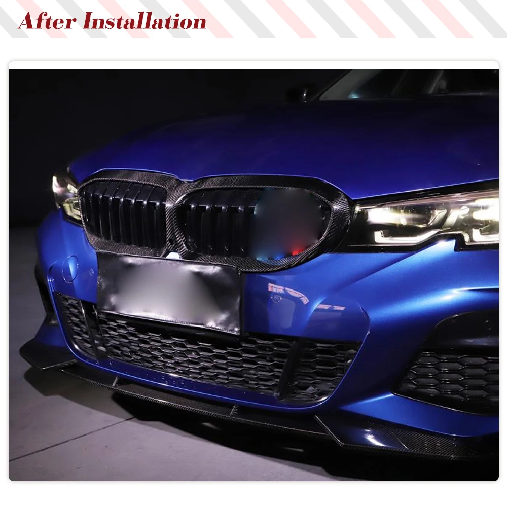 For BMW 3 Series G20 G28 320i 330i 340i 2019 2020 Auto Racing Front Trim Dry Carbon Fiber Car Front Kidney Grill Grille Frame