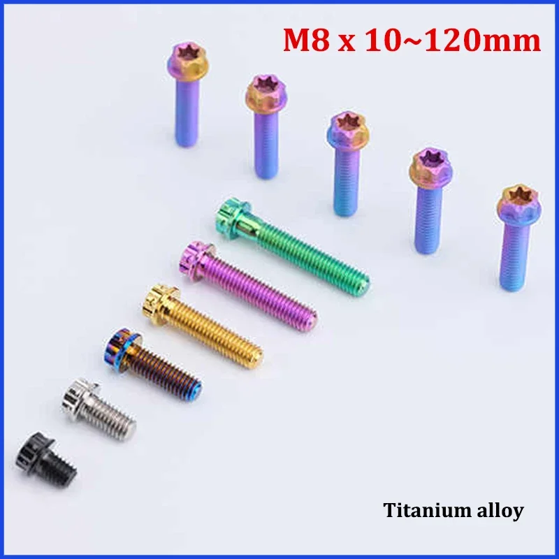 

1Pc Titanium Alloy Flange Bolt M8x 10 12 15 20 22 25 ~ 120mm Fancy Internal Plum Hex Screw Motorcycle Fixed Shock Absorber Screw