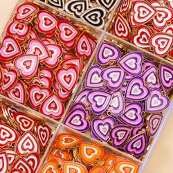 10pcs 16*18mm Heart Shape Enamel Pendants Charms Couple Bracelets Necklaces DIY Earrings Beads Women's Charms For Jewelry Making