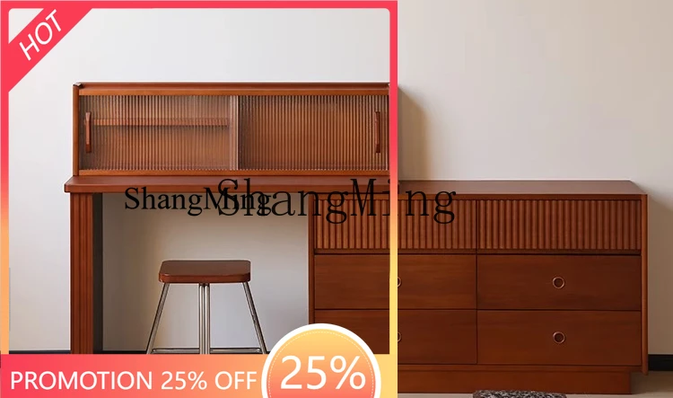 

CL solid wood makeup table chest dresser integrated small apartment bedroom end corner