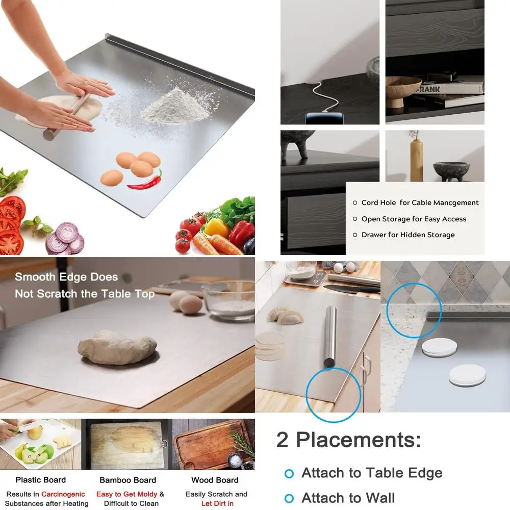 

Stainless Steel Large Cutting Board - Non-Slip, Thick for Baking, Cutting Fruits & Vegetables